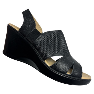 Romulo Sandalia Cuero Negro Mujer Ref 5012